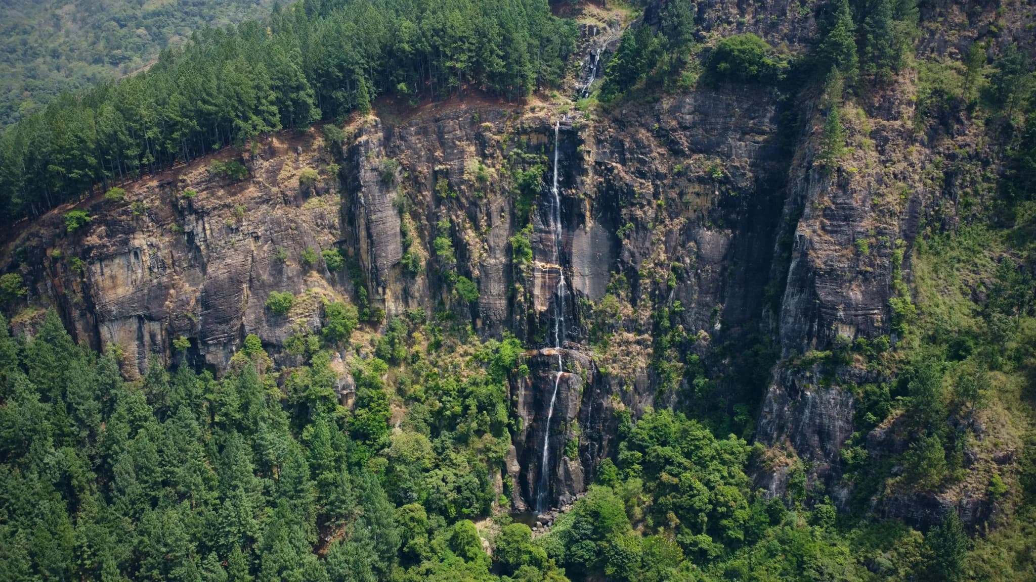 Drone photo of Bambarakanda Falls, Bambarakanda, Sri Lanka