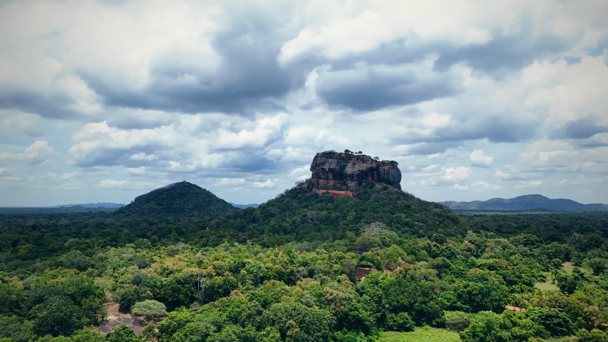 Drone photo of Sigiriya Rock and Pidurangala, Sigiriya, Sri Lanka